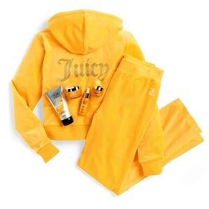 Limited Edition Velour Track Pants in Marigold Yellow